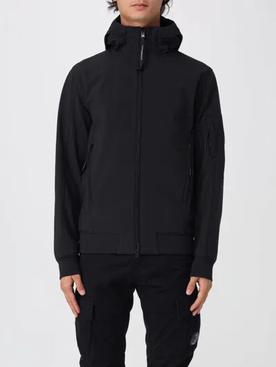 C.p. Company Short Jacket With Hood And Distinctive Lens Logo In Black