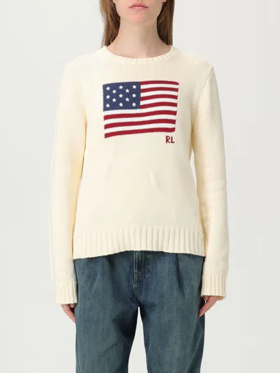 Polo Ralph Lauren Long Sleeve Crew Neck Polo Jumper In Cream Multi