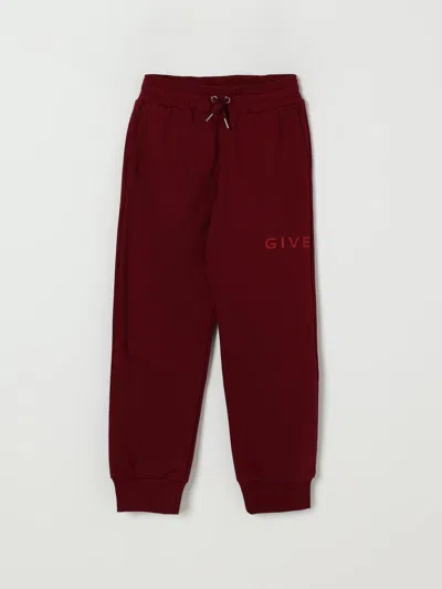 Givenchy Burgundy Trousers For Kids With Logo In Burgundy