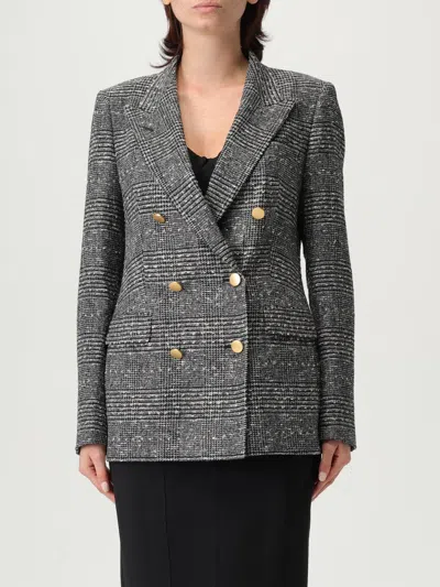 Tagliatore Tailored Double-breasted Jacket With Textured Plaid Pattern In Gray