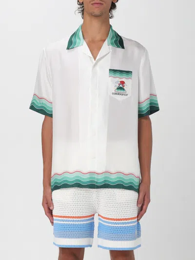 Casablanca Silk Short-sleeved Shirt With Wave In Multi