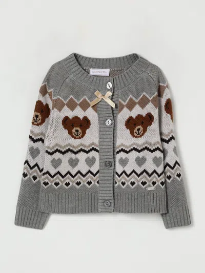 Monnalisa Cardigan Jaquard - Xs Convertito In Tg 13a In Gray