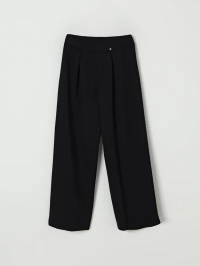 Monnalisa Pantaloni Con Vita Elasticizzata E Cuore Sul Fronte In Cotone Neri Bambina In Black