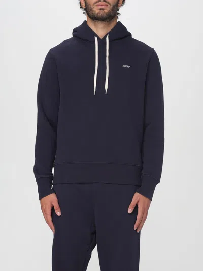 Autry Hooded Sweatshirt Drawstring Ribbed Cuffs In Blue