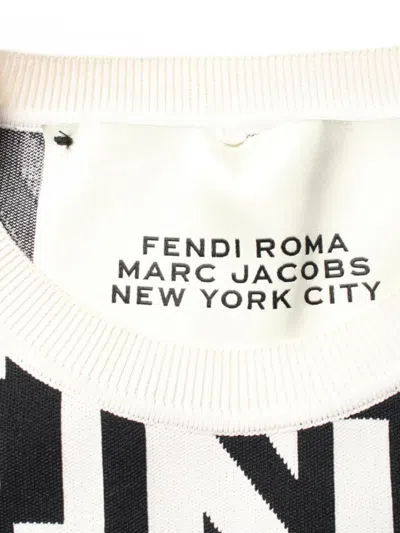 Pre-owned Fendi X Marc Jacobs 2000 Patterned Jumper In White