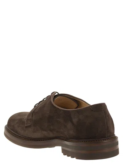 Brunello Cucinelli Lace-up Suede Derby Shoes In Green