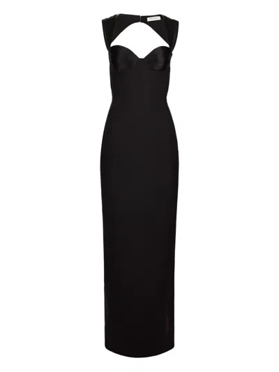 Nina Ricci Satin-panelled Open-back Maxi Dress In Black
