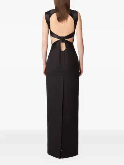 Nina Ricci Satin-panelled Open-back Maxi Dress In Black