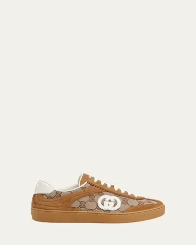 Gucci Brown G75 Sneaker In Suede And Gg Fabric Women In Brown