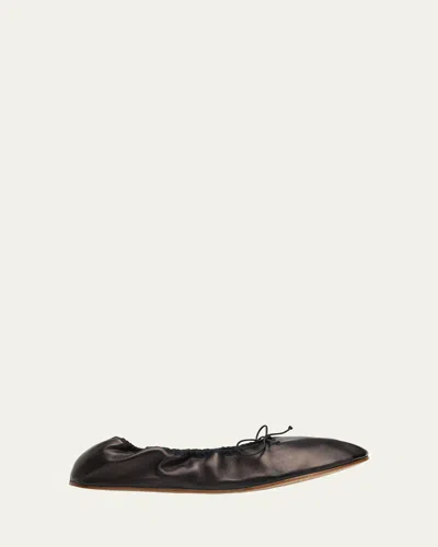 The Row 10mm Hereditas Leather Ballerina Flats In Black