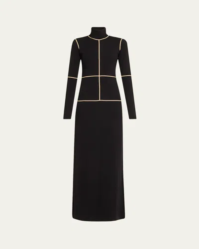 Mm6 Maison Margiela Contrast Seam Long Sleeve Turtleneck Dress In Black