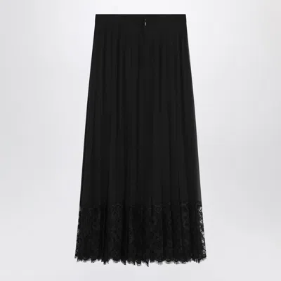 Dolce & Gabbana Dolce&gabbana Gonna Midi In Chiffon And Black Lace Women In Black