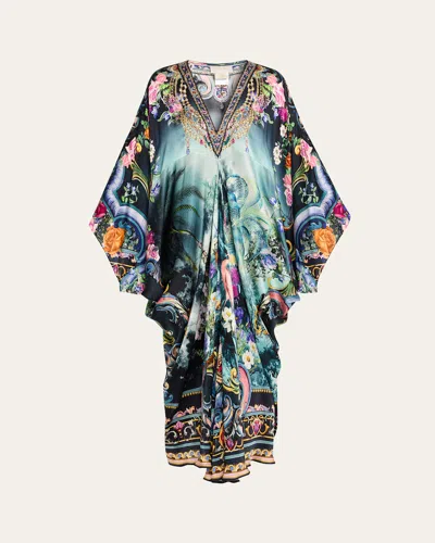 Camilla Basked In Baroque T-shape Long Kaftan In Multi