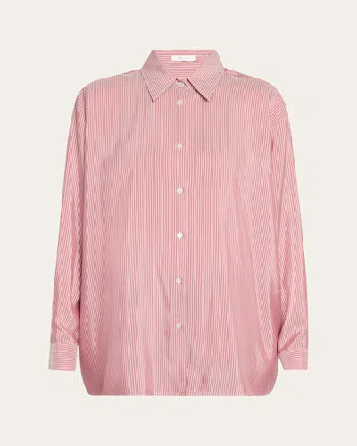 The Row Tansy Striped Silk Button-down Shirt In Pink