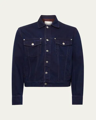 Jw Anderson J. W. Anderson Cropped Denim Jacket With Contrasting Cuffs In Blue