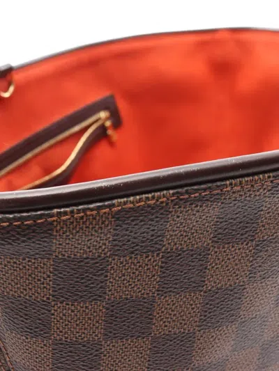 Pre-owned Louis Vuitton 2004 Manosque Gm Damier Ebene Handbag In Brown