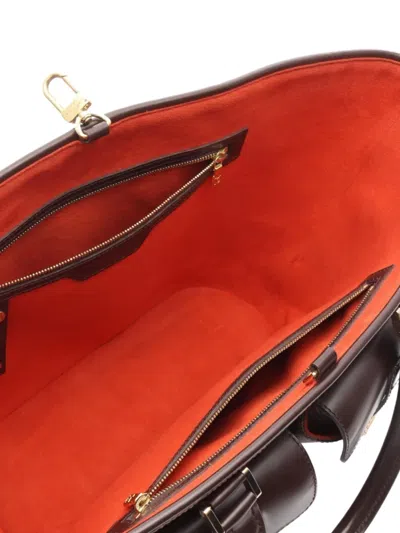 Pre-owned Louis Vuitton 2004 Manosque Gm Damier Ebene Handbag In Brown