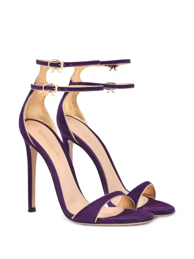 Gianvito Rossi 115mm Victorine Double-buckle Heeled Sandals In Purple