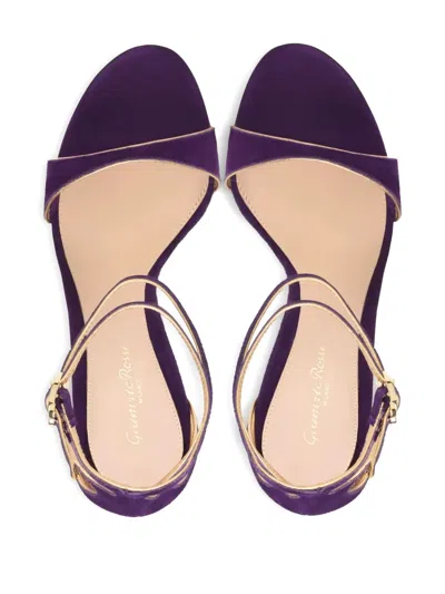 Gianvito Rossi 115mm Victorine Double-buckle Heeled Sandals In Purple