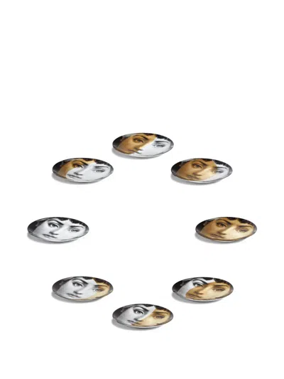 Fornasetti Decorative Face-motif Plates (set Of Eight) In Multi