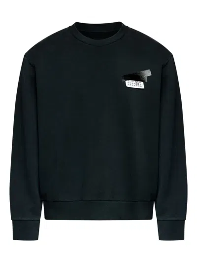 Mm6 Maison Margiela Mm6 By Maison Margiela Wool Taped Label Crewneck Sweater In Black