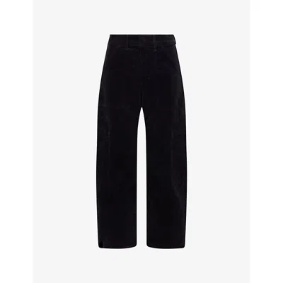 Citizen Of Humanity Womens Charcoal Marcelle Low Slung Cotton-velvet Cargo Trousers In Gray