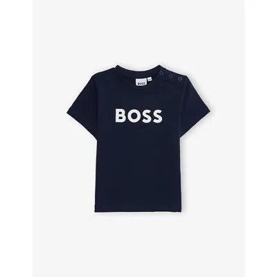Hugo Boss Navy Logo-print Short-sleeve Cotton T-shirt 6 Months-3 Year In Blue