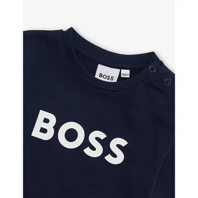 Hugo Boss Navy Logo-print Short-sleeve Cotton T-shirt 6 Months-3 Year In Blue