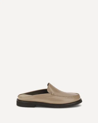 Brunello Cucinelli Leather Sabot In Gray