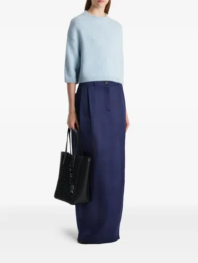 Khaite Sabina Crew-neck Cropped Sweater In Blue