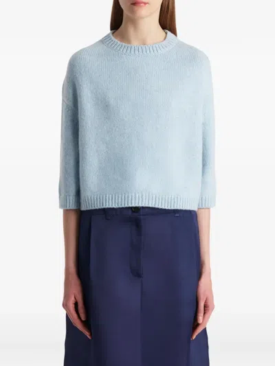 Khaite Sabina Crew-neck Cropped Sweater In Blue
