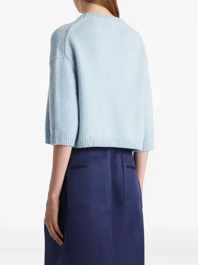 Khaite Sabina Crew-neck Cropped Sweater In Blue