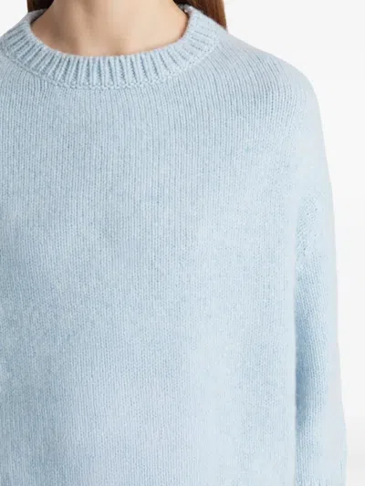 Khaite Sabina Crew-neck Cropped Sweater In Blue