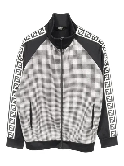 Pre-owned Fendi 2010s Ff-detail Houndstooth-pattern Jacket In Black