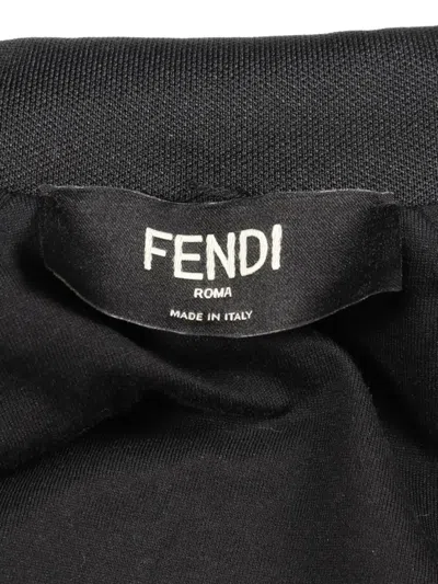 Pre-owned Fendi 2010s Ff-detail Houndstooth-pattern Jacket In Black