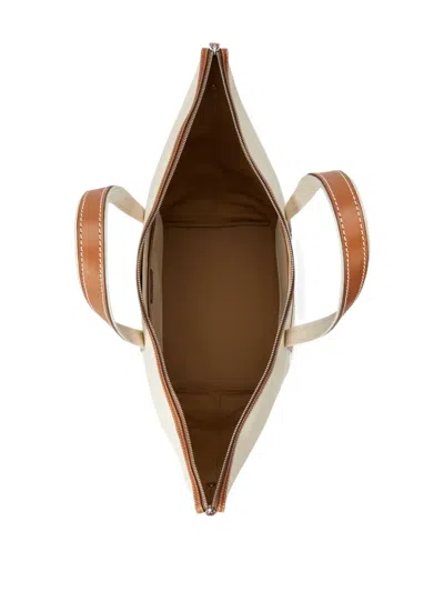 Polo Ralph Lauren Bellport Leather-trimmed Canvas Tote Bag In Neutral