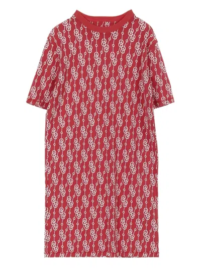 Pre-owned Hermes Cliquetis Chain Pattern Dress In Red
