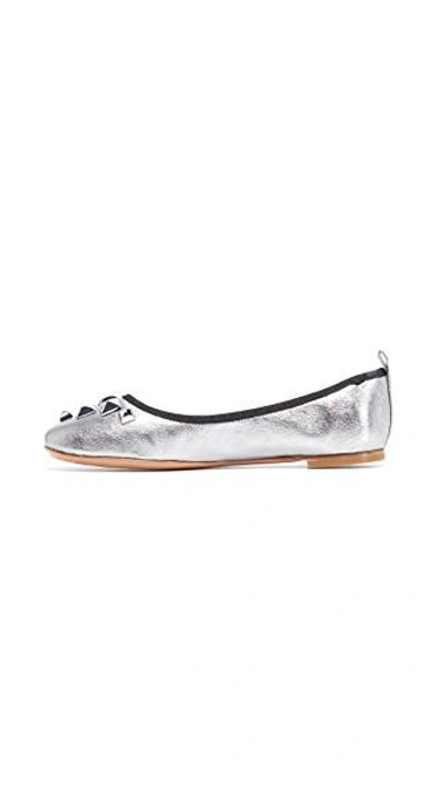 Shop Marc Jacobs Cleo Studded Ballerina Flats In Dark Silver