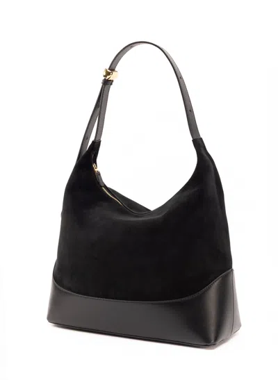 Elleme Large Loop Suede Leather Shoulder Bag In Black