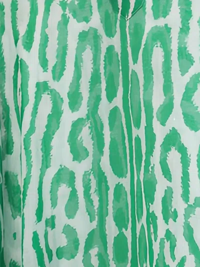 Tom Ford Leopard Print Silk Top In Green