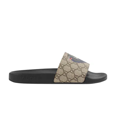 Pre-owned Gucci Gg Supreme Slide 'wolf' | Grey | Men's Size 10 In Gray