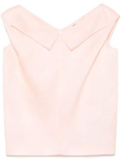 Khaite Selly Double Silk Gauze Top In Pink