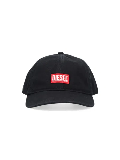 Diesel Logo-patch Baseball Cap In Black