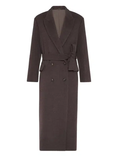 Brunello Cucinelli Brown Wool And Cashmere Coat In Brown