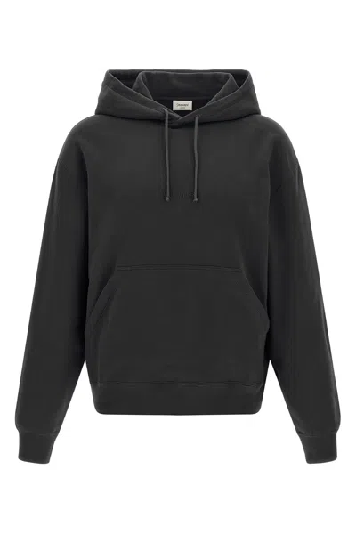 Saint Laurent Hoodie With Embroidered Logo In Gray
