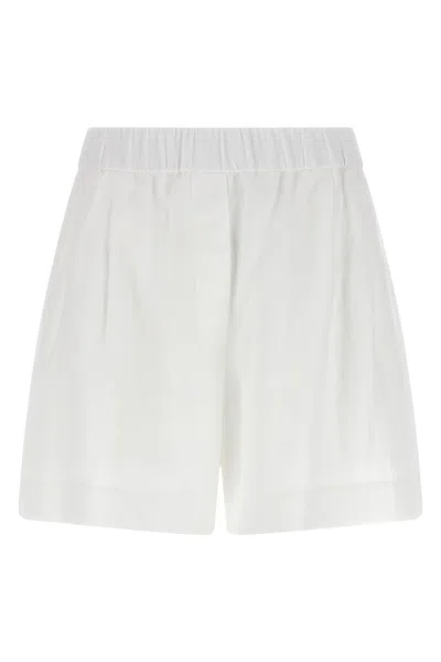 Brunello Cucinelli Elastic Waist Pleated Shorts With Back Pockets In White