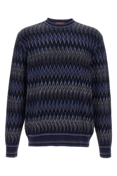 Missoni Zigzag Pattern Sweater In Blue