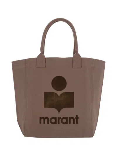 Isabel Marant Yenky Tote Bag With Logo Embroidery In Brown