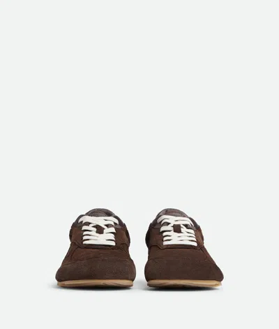 Bottega Veneta Orbit Flash Leather-trimmed Suede Sneakers In Brown