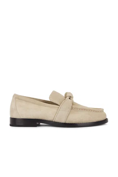 Bottega Veneta Sand Suede Astaire Loafers With Knotted Detail In Neutral